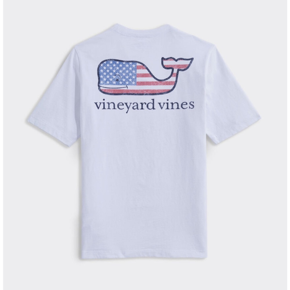 Vineyard Vines White Cap T-Shirt with Flag Whale
